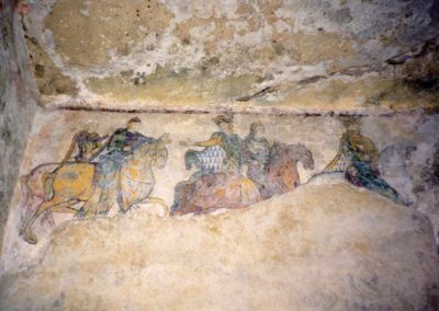 The fresco showing John and Isabelle. That's Eleanor of Acquitaine reaching back from her horse.