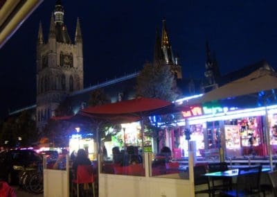 The view from Rob and Nicola's table at the Vivaldi restaurant in the main square of Ieper