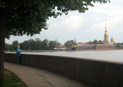 The Strelka. The view of the Peter and Paul fortress